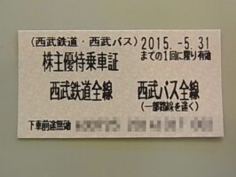 株主優待乗車証 西武鉄道全線 西武バス全線