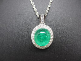 エメラルド[EMERALD]カボションカットPt850/900E16.06ctD1.36ct
